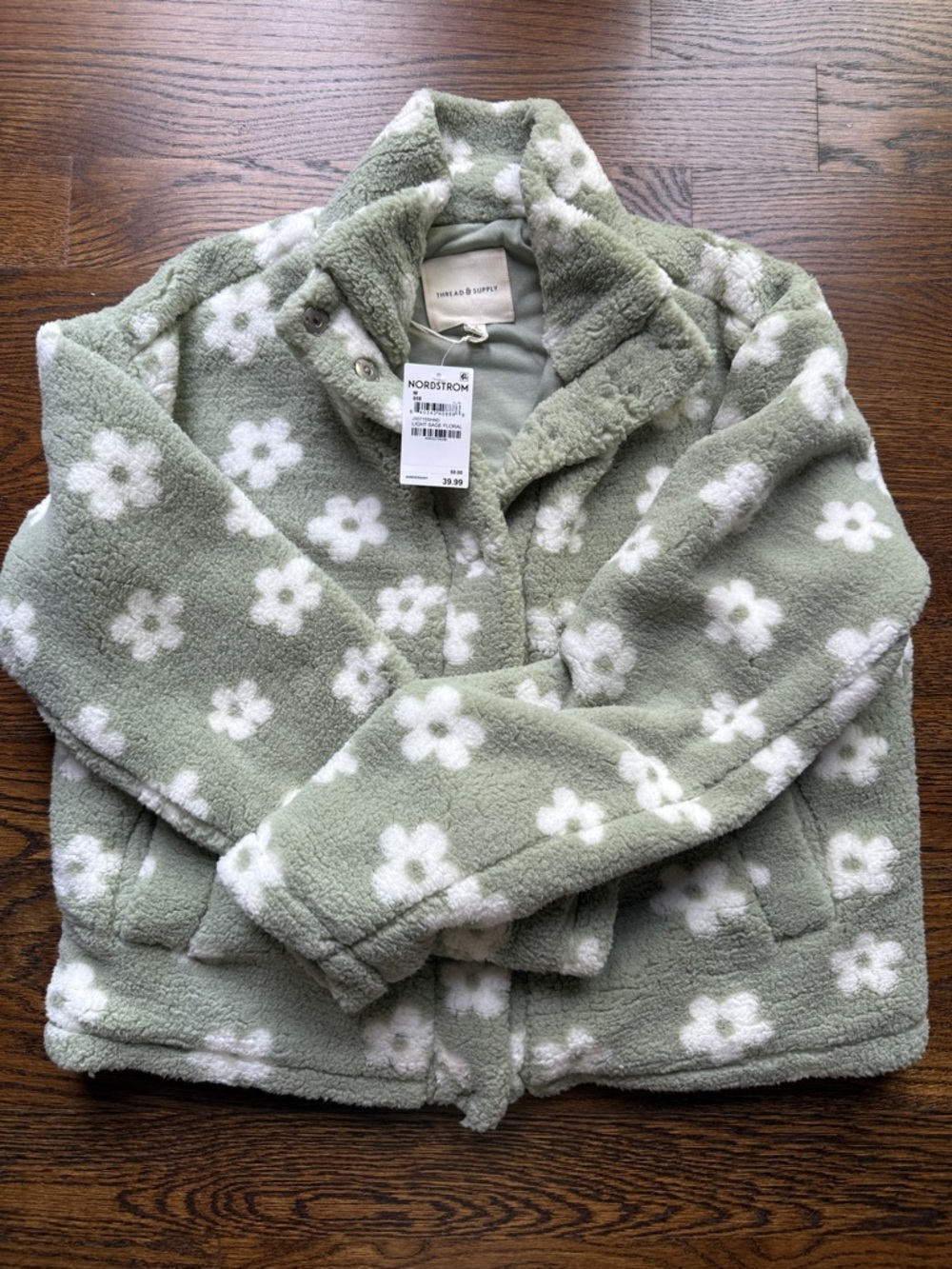 Thread & Supply Light Sage Floral Fleece Jacket